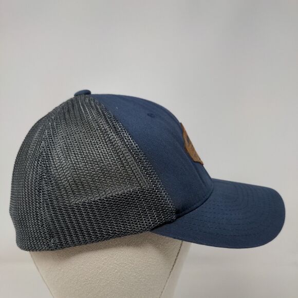 Front Runner Leather Patch Fitted Mesh Back Trucker Hat Blue One Size - Picture 4 of 7